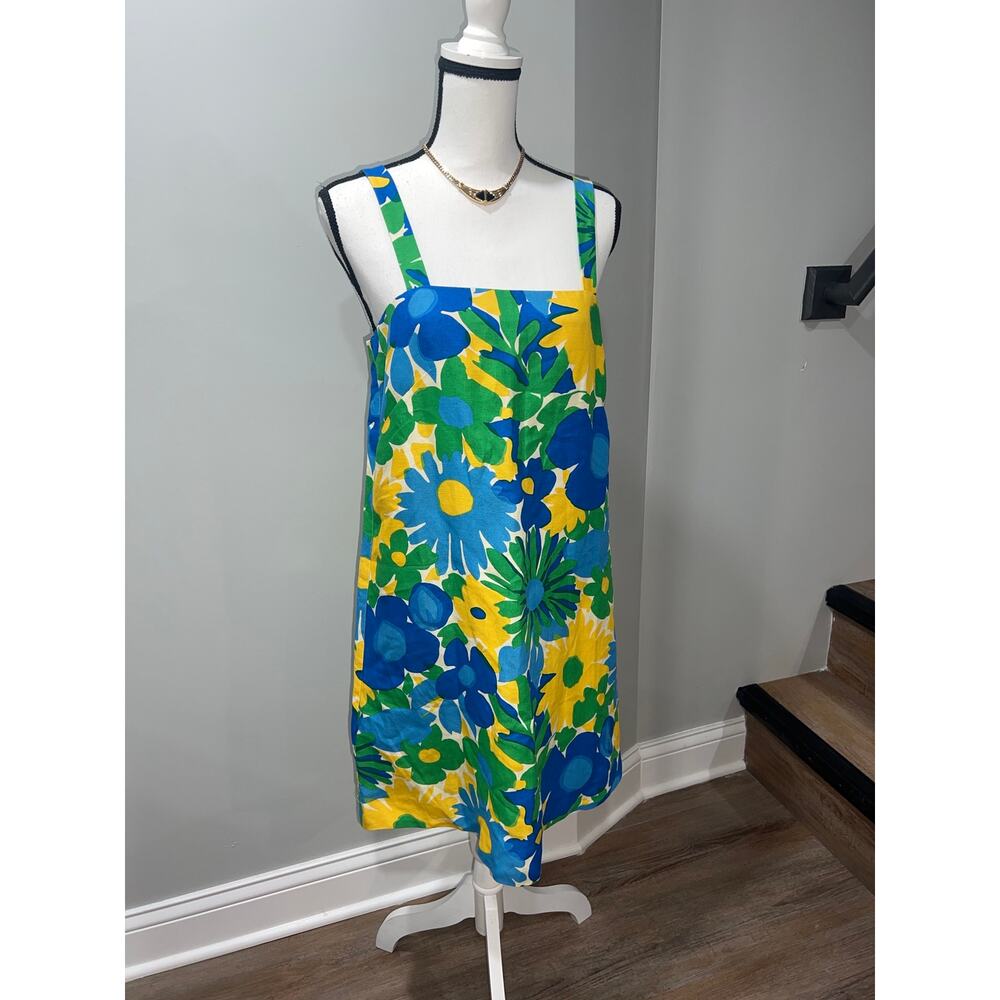 J. Crew Factory Blue, Green & Yellow Floral Midi Dress
